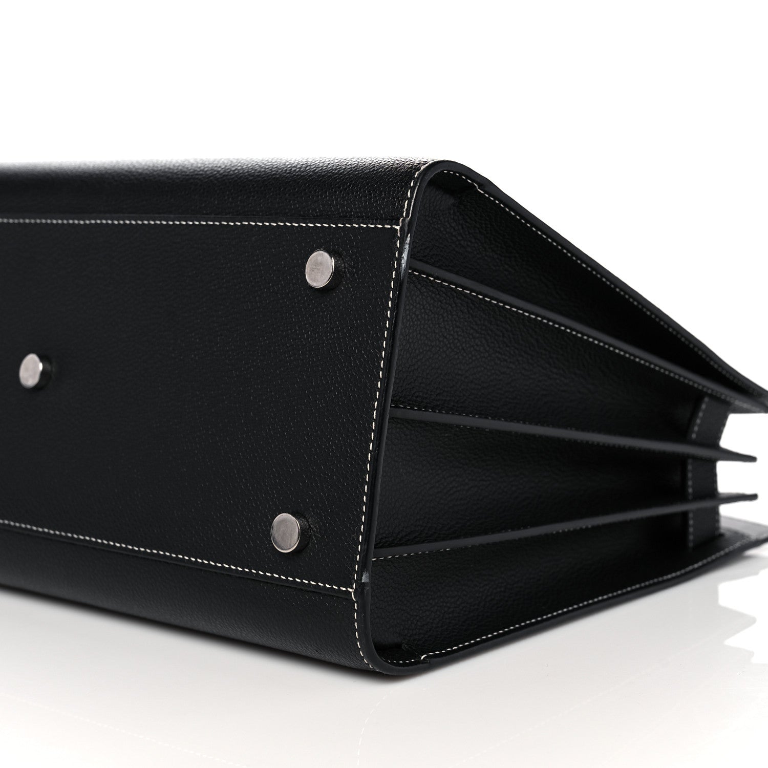 Saint Laurent Grained Calfskin Topstitch Small Sac De Jour Black Porcelain 9 of 14