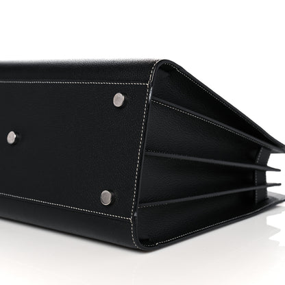 Saint Laurent Grained Calfskin Topstitch Small Sac De Jour Black Porcelain 9 of 14