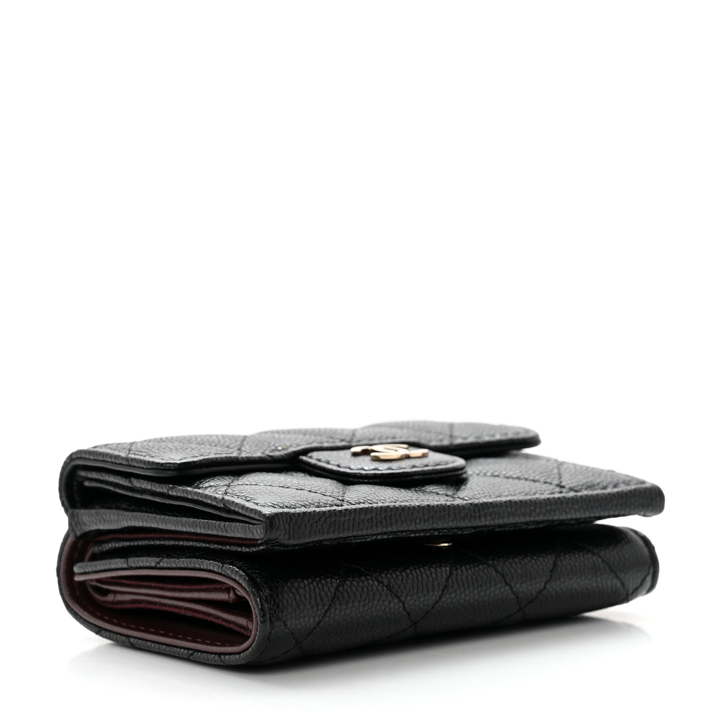 Caviar Quilted Double Flap Wallet Black