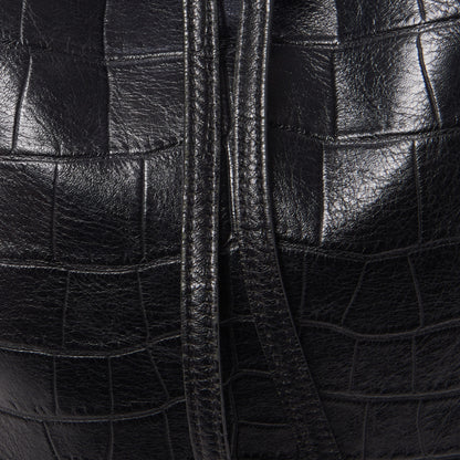 Saint Laurent Calfskin Crocodile Embossed Sac De Jour Backpack Black 10 of 10