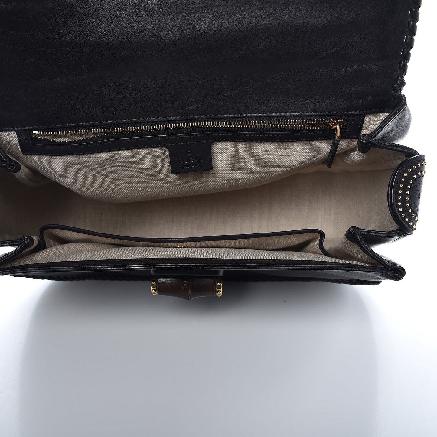Calfskin New Bamboo Large Top Handle Bag Black