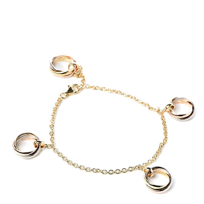 Cartier 18K Pink Yellow White Gold Trinity Charm Bracelet 1 of 9