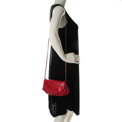 Chanel Lambskin Half Moon Wallet On Chain WOC Red 2 of 8