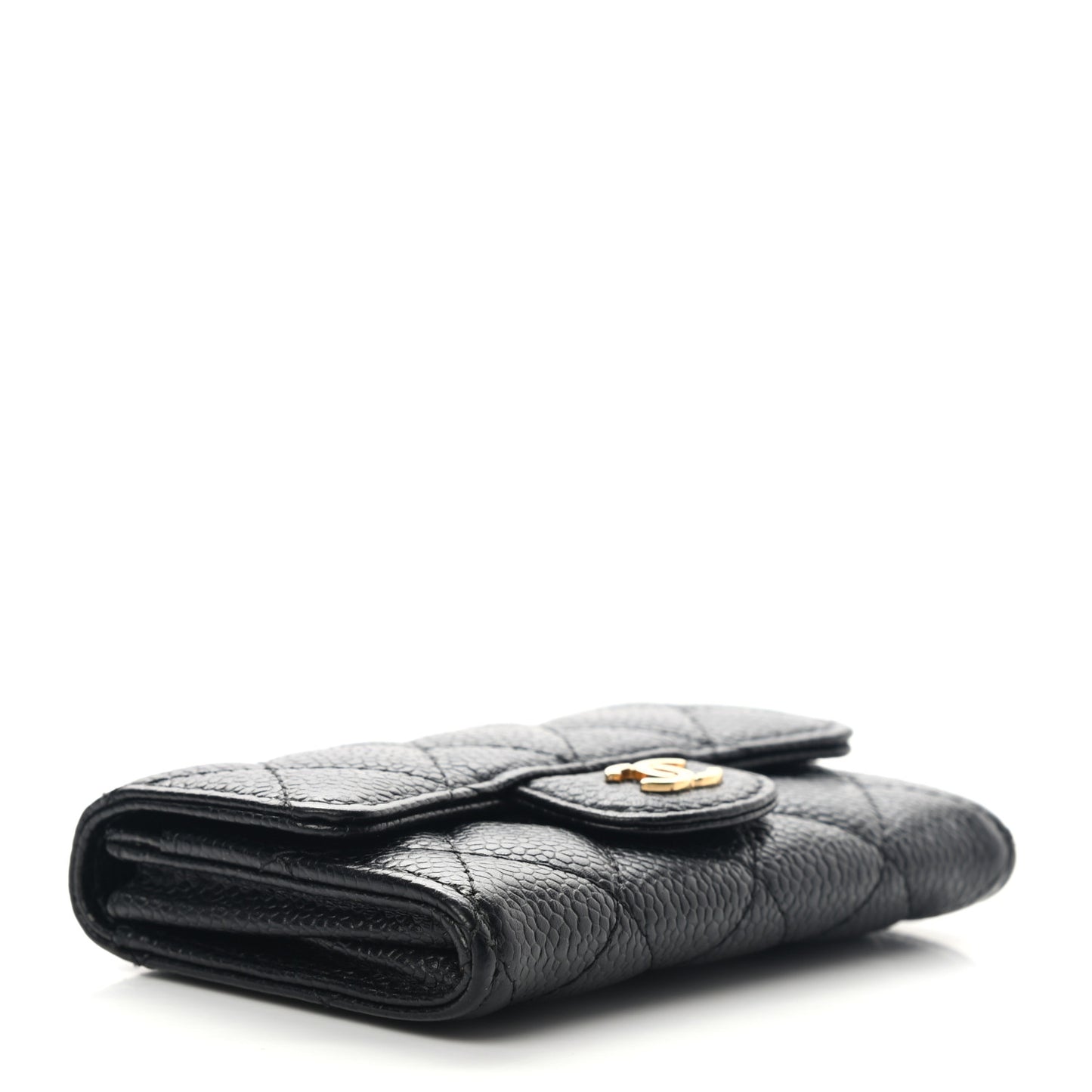 Caviar Quilted Flap Card Holder Black