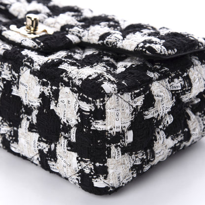 Chanel Tweed Quilted Mini Rectangular Flap Black Ecru White 7 of 11