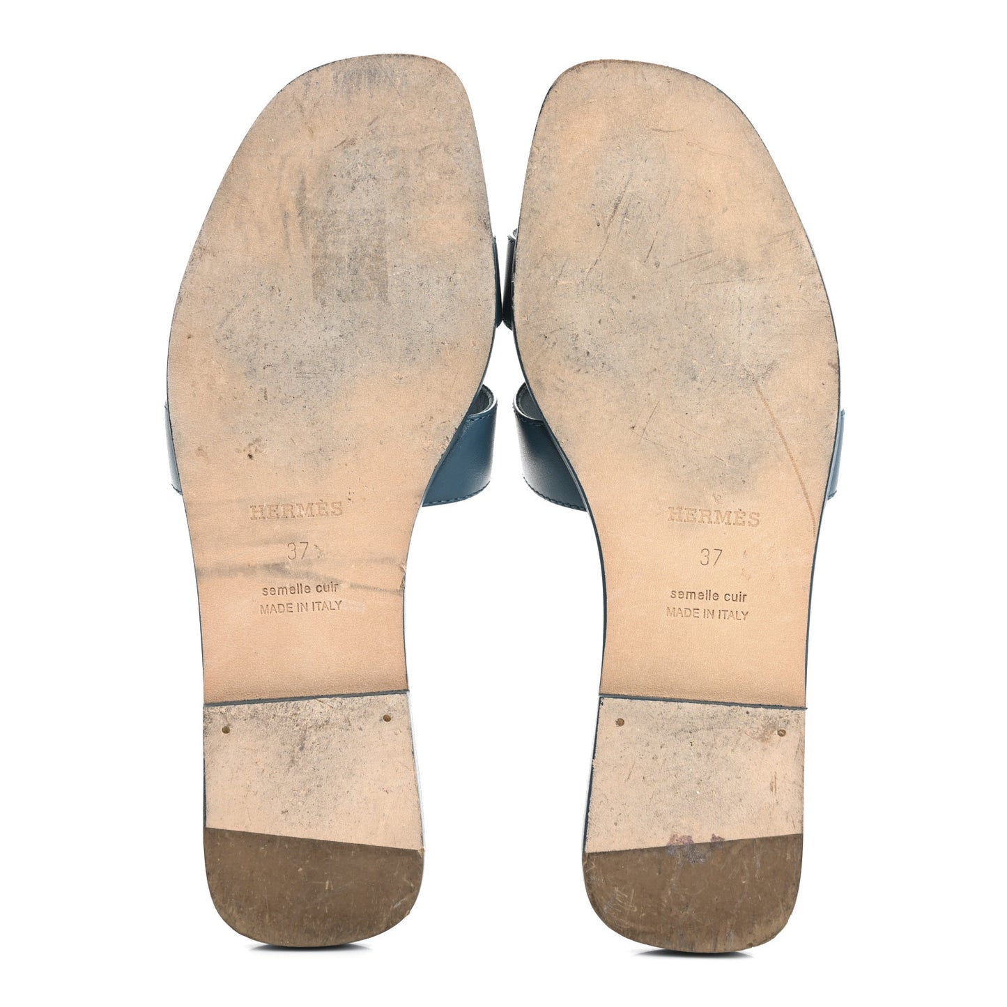 Calfskin Oran Sandals 37 Bleu Emeraude