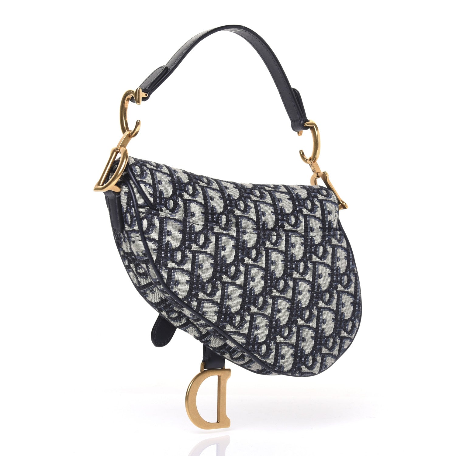 Christian Dior Oblique Mini Saddle Bag Blue 3 of 14