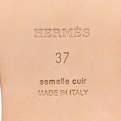 Hermes Box Calfskin Oran Sandals 37 Granit Rose 8 of 9