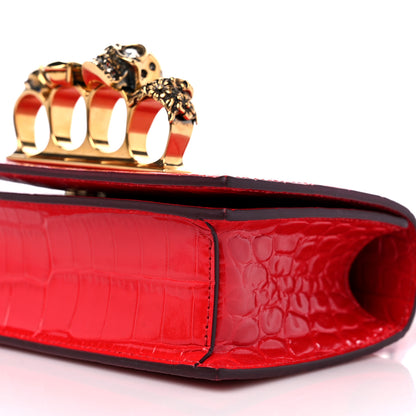 Alexander McQueen Calfskin Crocodile Embossed Mini Jeweled Satchel Red 9 of 9