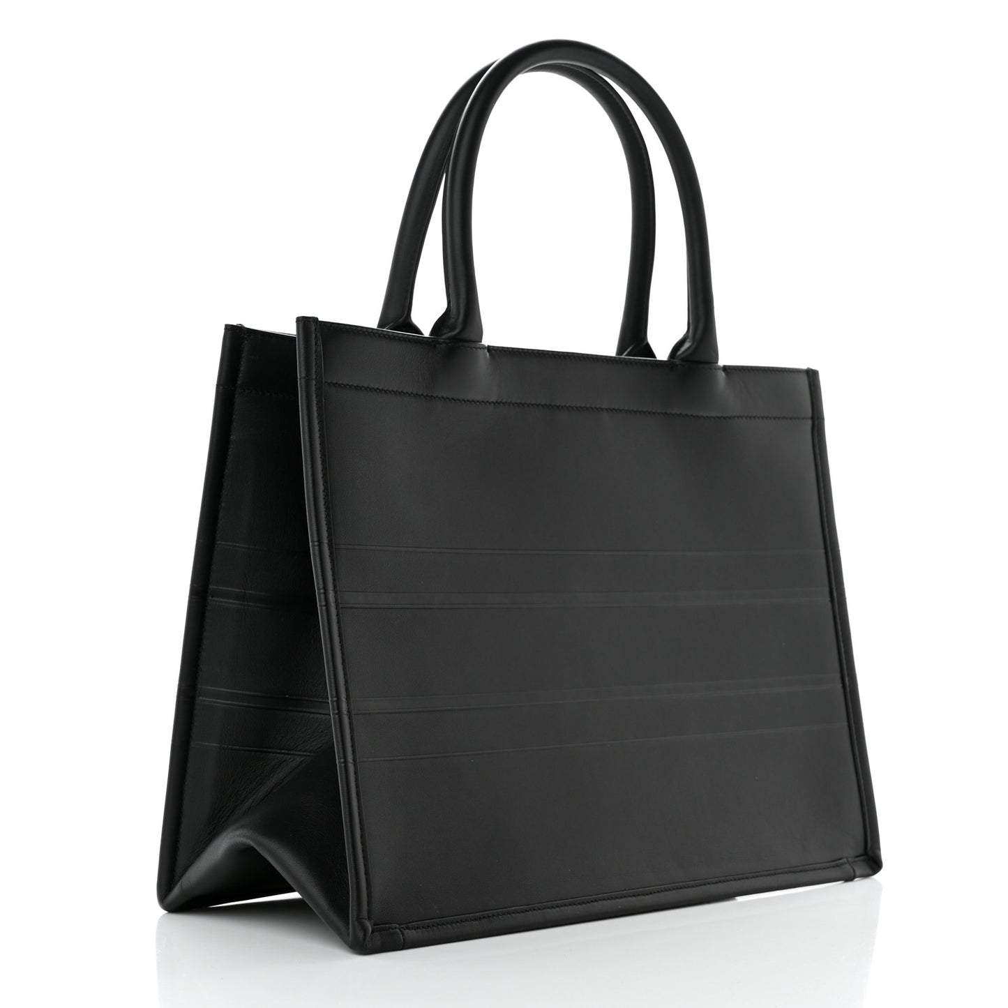 Calfskin Embossed Medium Book Tote Black