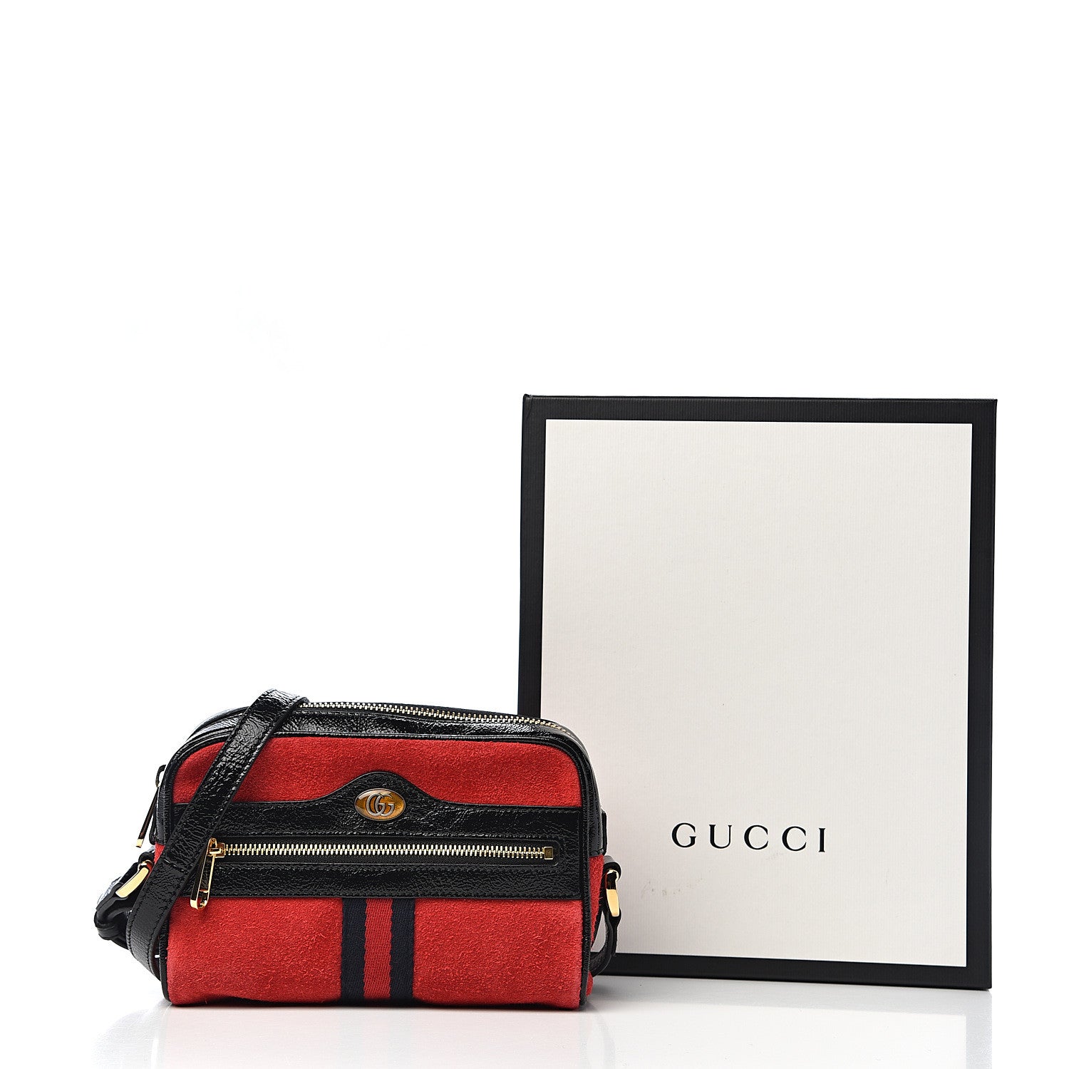 Gucci Suede Patent Web Mini Ophidia Shoulder Bag Red 12 of 12