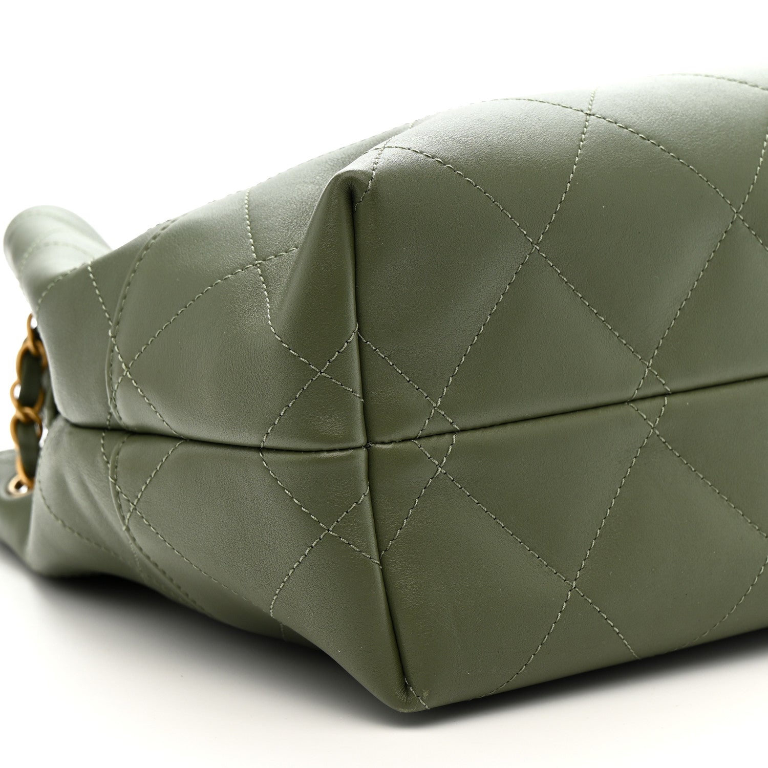 Chanel Calfskin Stitched Shopping Bag Khaki 9 of 10