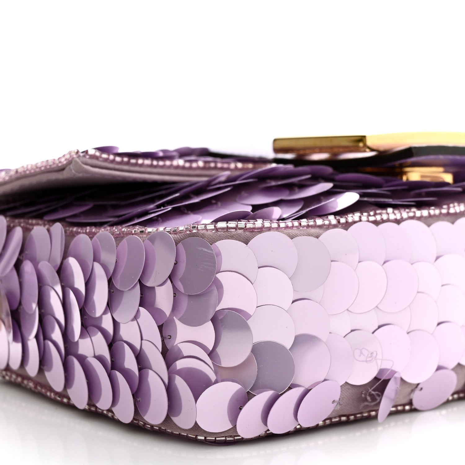 Fendi Satin Sequin Paillettes Shiny Nappa Mini Baguette 1997 Lilla 10 of 12