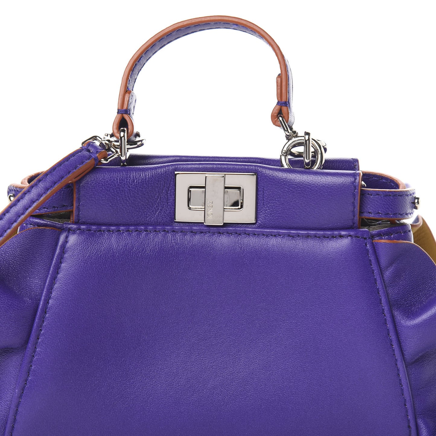 Shiny Nappa Waves Bi-Color Micro Peekaboo Iconic Satchel Purple Amber