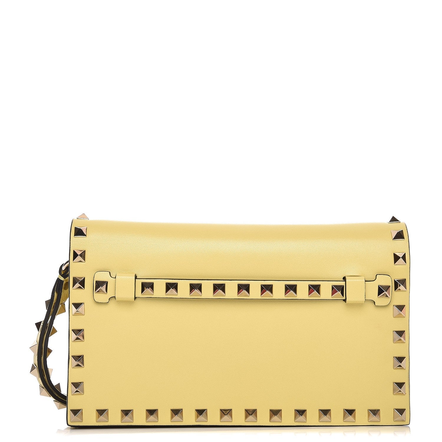 Valentino Garavani Nappa Small Rockstud Wristlet Clutch Light Yellow 1 of 7