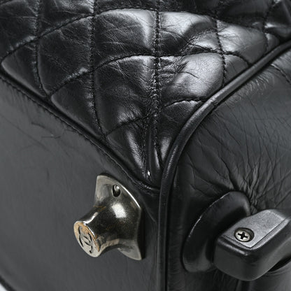 Chanel Aged Calfskin Nylon Duffel Trolley Black 10 of 13