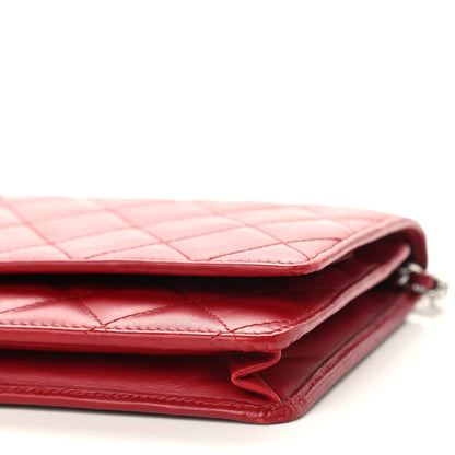 Chanel Calfskin Quilted Cambon Wallet On Chain WOC Red 10 of 11