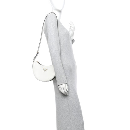 Prada Soft Calfskin Arque Shoulder Bag White 2 of 13