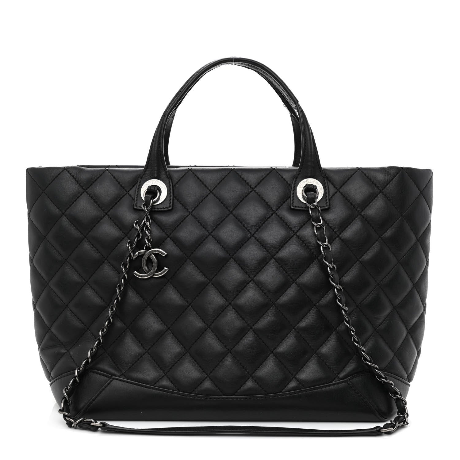 Chanel Calfskin Quilted Small Easy Shopping Tote Black 1 of 12