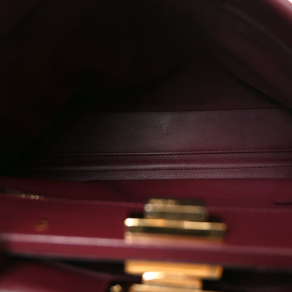 Fendi Vitello Seta Waves Bi-Color Medium Peekaboo Iconic Satchel Bordeaux Latte 5 of 10