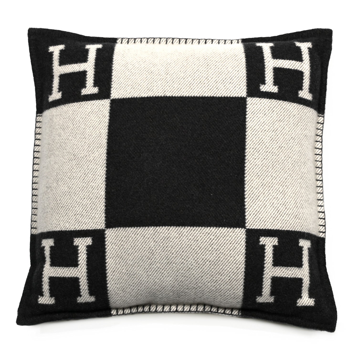 Hermes Wool Cashmere Avalon Pillow PM Ecru Gris Fonce 1 of 3