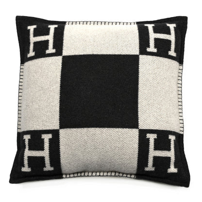 Hermes Wool Cashmere Avalon Pillow PM Ecru Gris Fonce 1 of 3