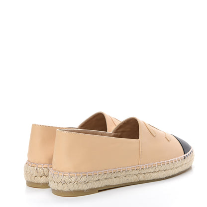 Chanel Lambskin CC Espadrilles 38 Beige Black 4 of 10