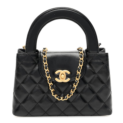 Chanel Shiny Aged Calfskin Quilted Nano Kelly Shopper Black 1 of 10