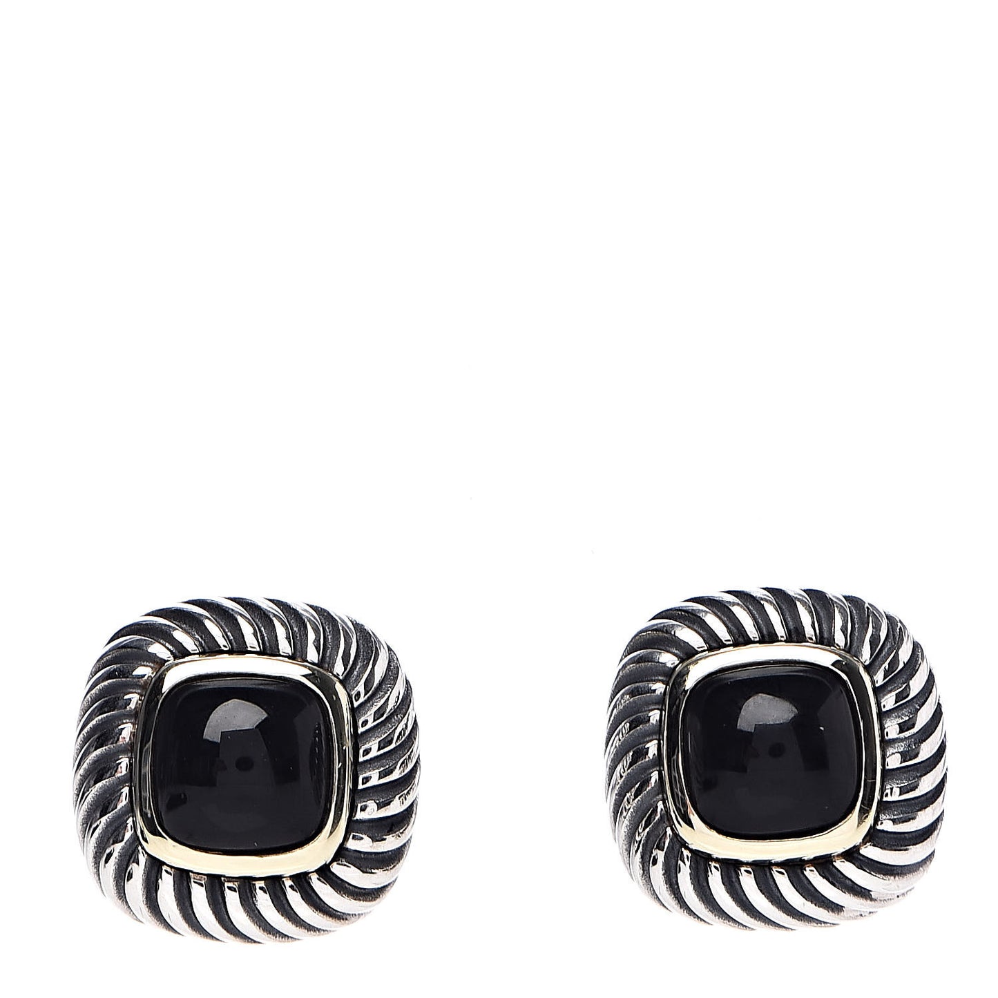 Sterling Silver 14K Yellow Gold Black Onyx 7mm Albion Earrings