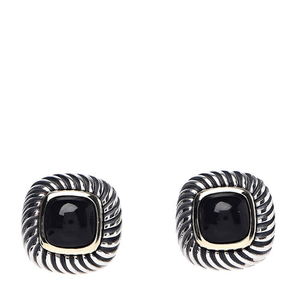 David Yurman Sterling Silver 14K Yellow Gold Black Onyx 7mm Albion Earrings 1 of 4