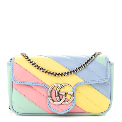 Gucci Calfskin Matelasse Diagonal Super Mini GG Marmont Shoulder Bag Multicolor Pastel 1 of 11