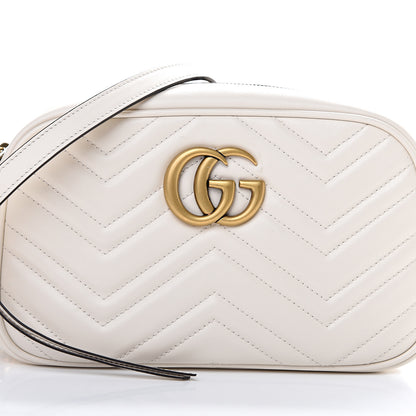 Gucci Calfskin Matelasse Small GG Marmont Chain Shoulder Bag White 7 of 10