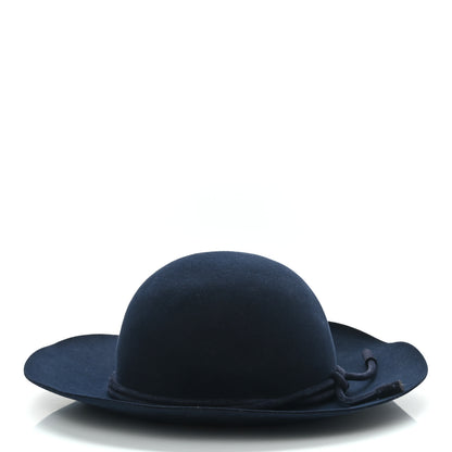 Hermes Rabbit Felt Lambskin Vicky Hat 59 Bleu Nuit 4 of 8
