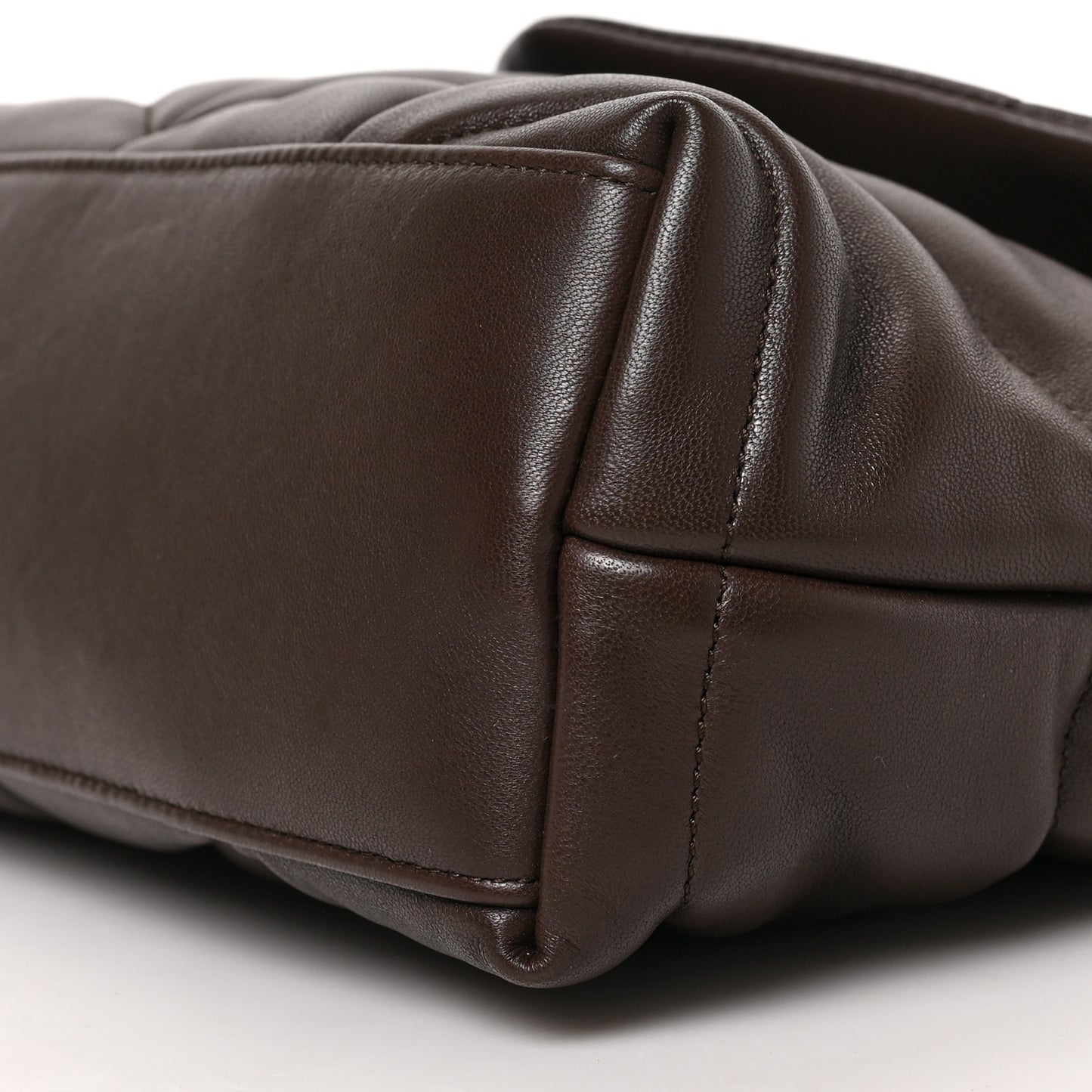 Lambskin Quilted Small Loulou Puffer Monogram Chain Satchel Dark Ganache