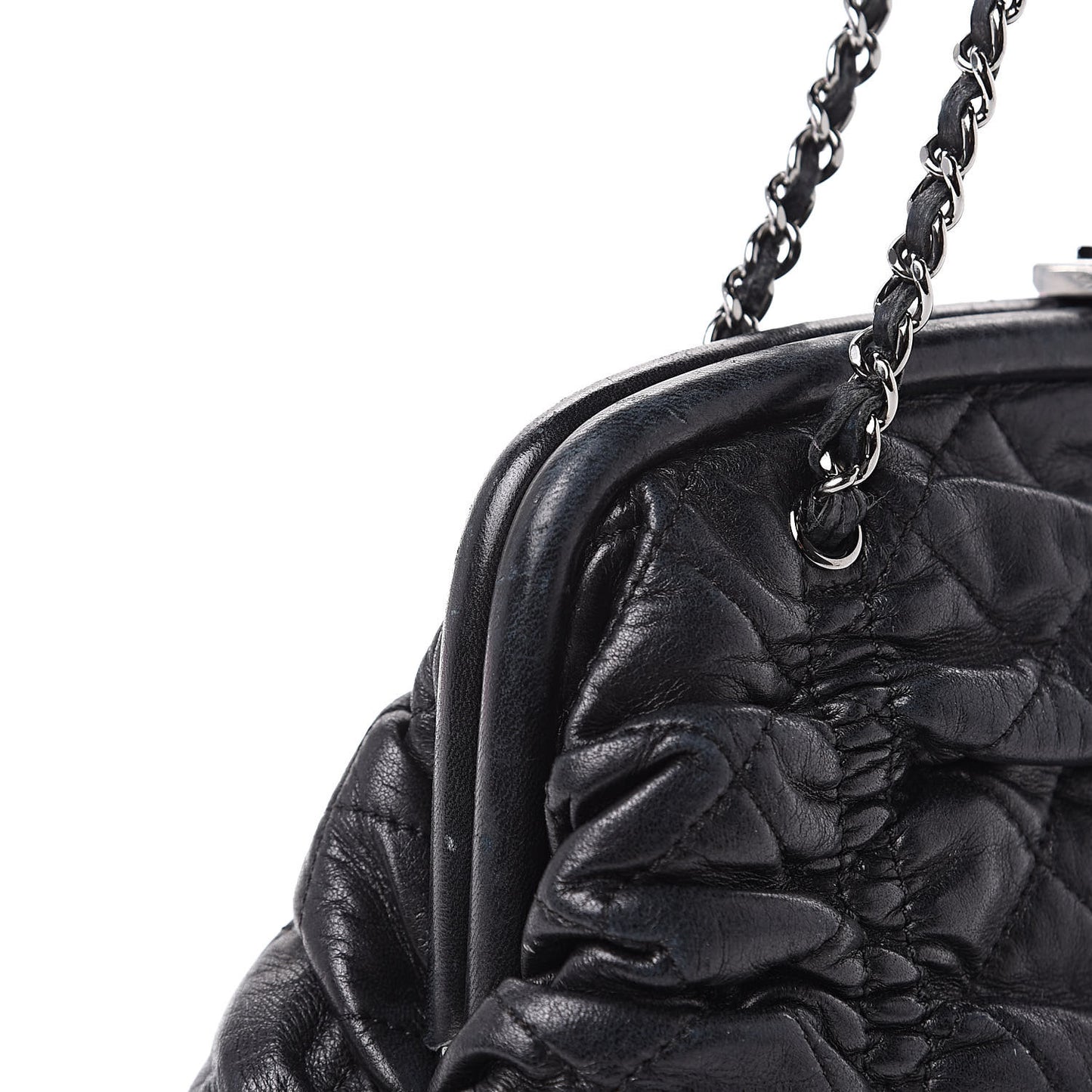 Lambskin Quilted Sharpei Frame Tote Black