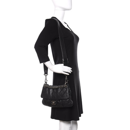 Chanel Calfskin Coco Pleats Messenger Flap Black 2 of 11