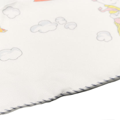 Hermes Silk Sur Mon Nuage Scarf 90 Creme Bleu Clair 9 of 10
