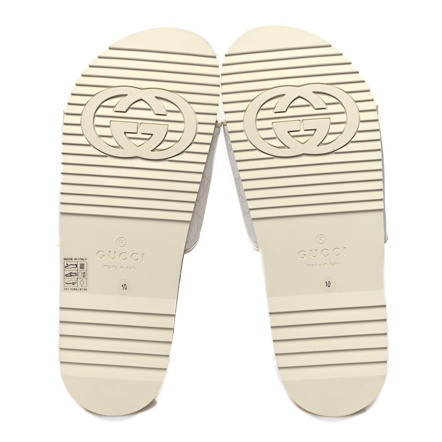 GG Supreme Monogram Demetra Mens Slide Sandals 10 White Mystic White