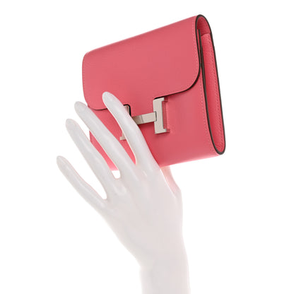Hermes Evercolor Constance Compact Passant Wallet Rose Azalee 2 of 8