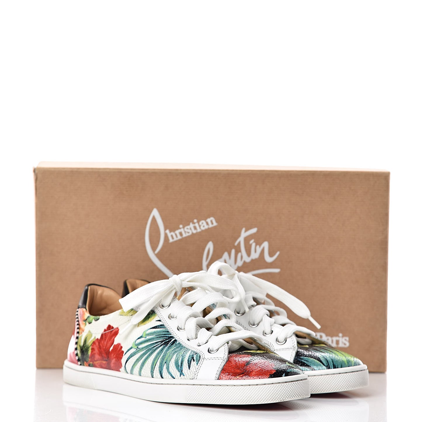 Crackled Calfskin Patent Hawaii Print Womens Seava Sneakers 38 Multi