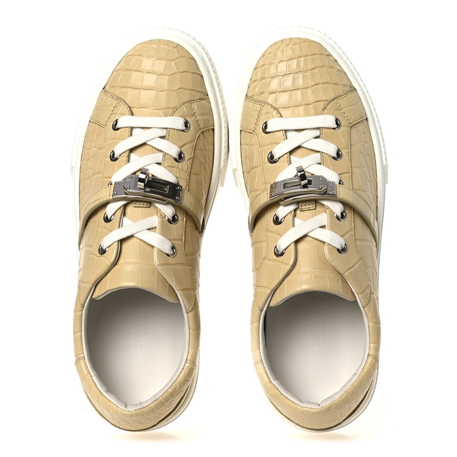 Hermes Matte Niloticus Crocodile Day Sneakers 38 Beige 2 of 12