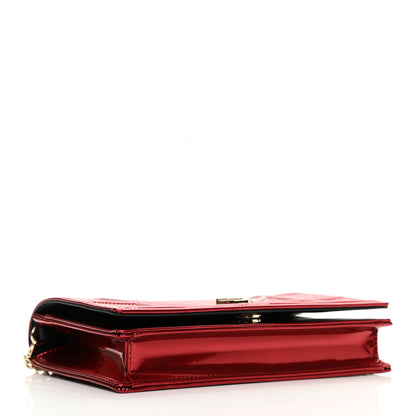 Christian Dior Metallic Patent Micro-Cannage Diorama Wallet on Chain Pouch Red 4 of 10