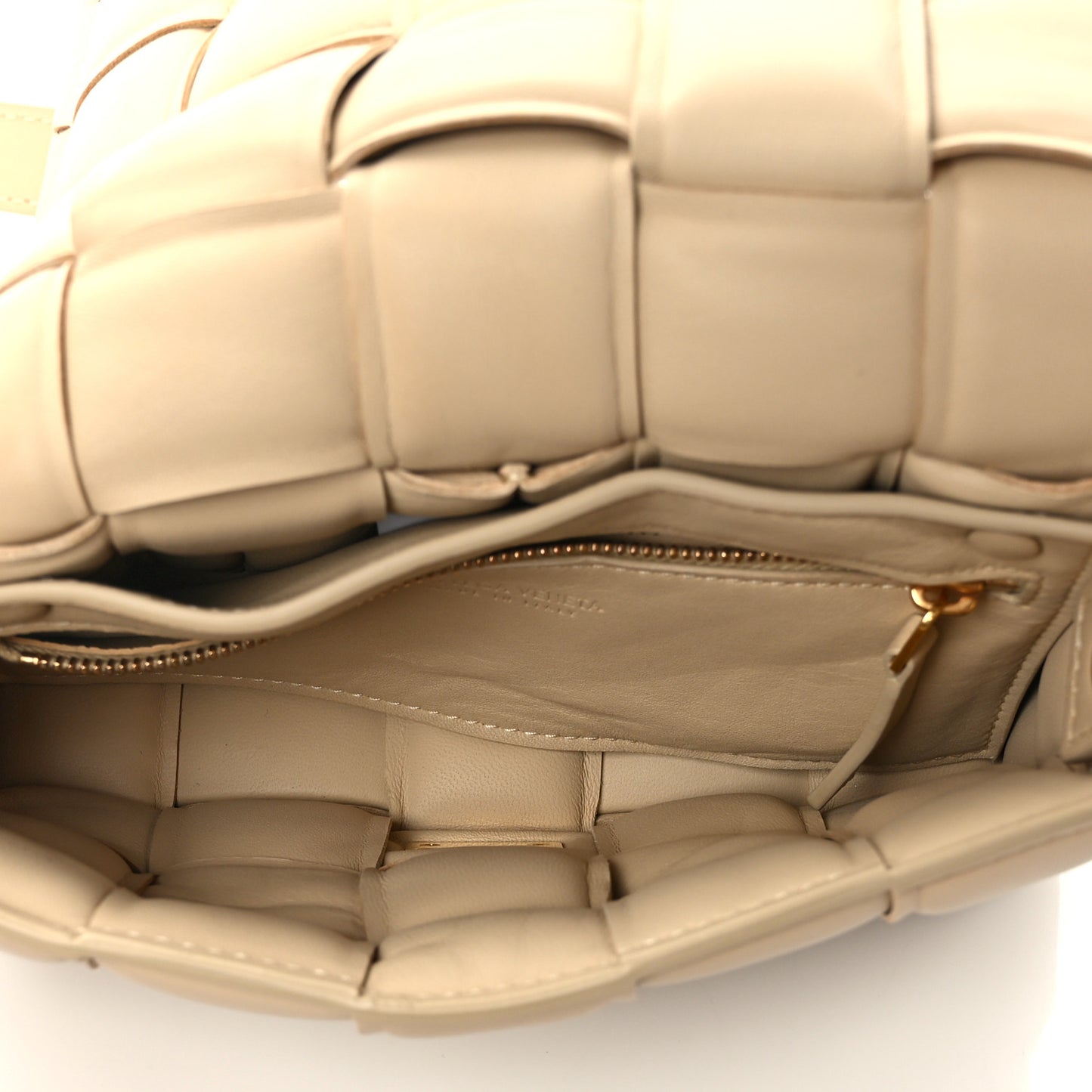 Nappa Intreccio Small Padded Cassette Crossbody Bag Ice Cream
