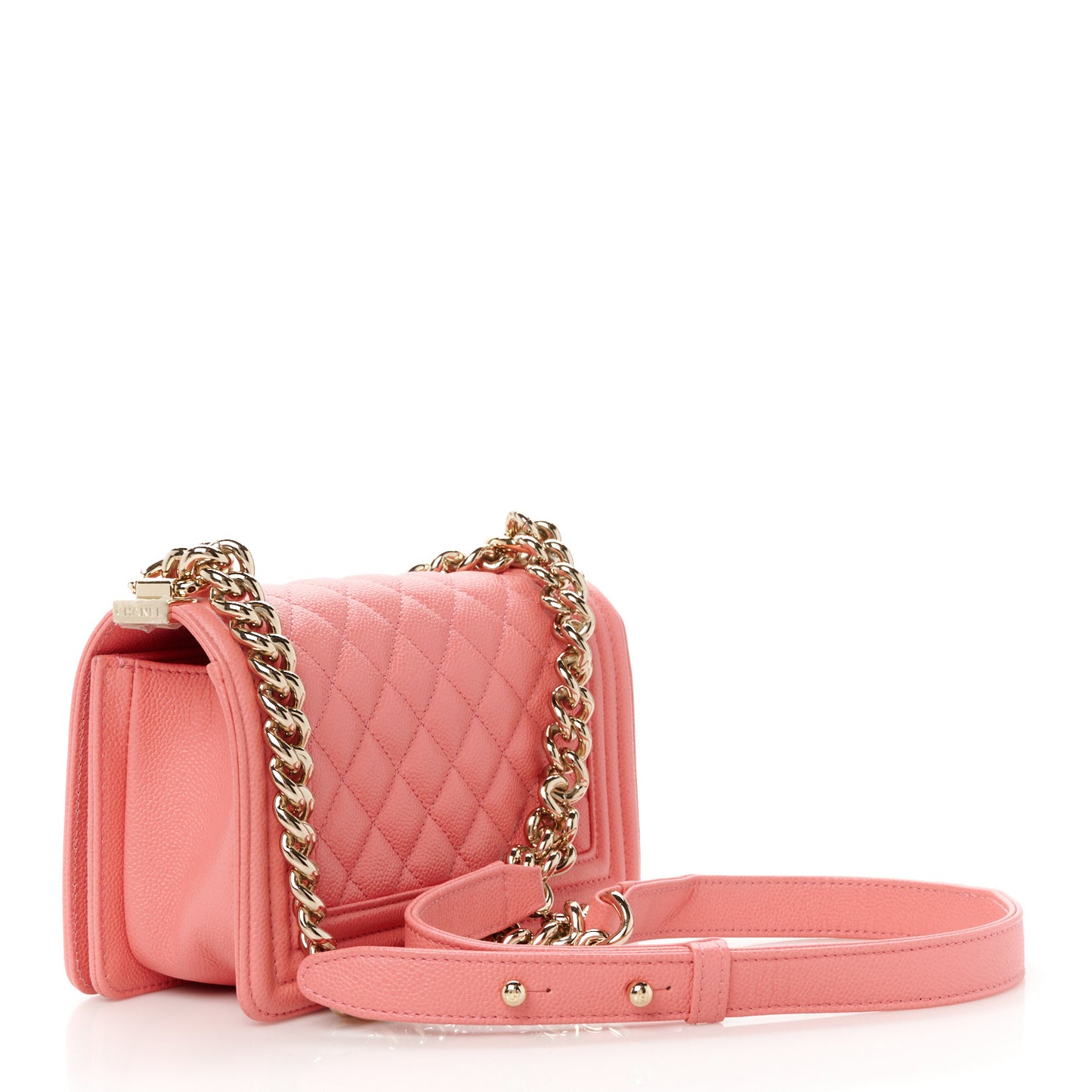 Caviar Quilted Small Boy Flap Pink