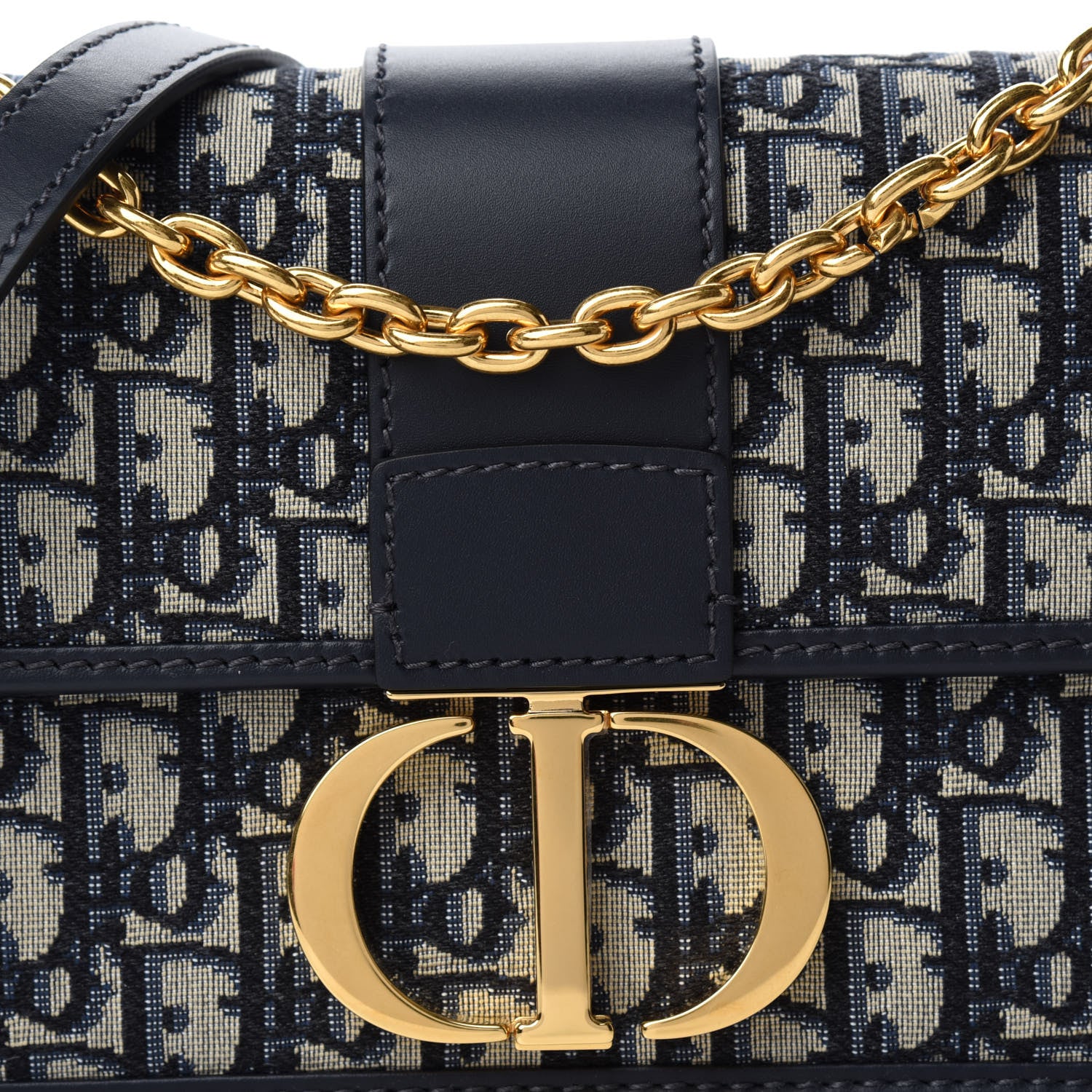 Christian Dior Oblique 30 Montaigne Chain Flap Bag Blue 9 of 10