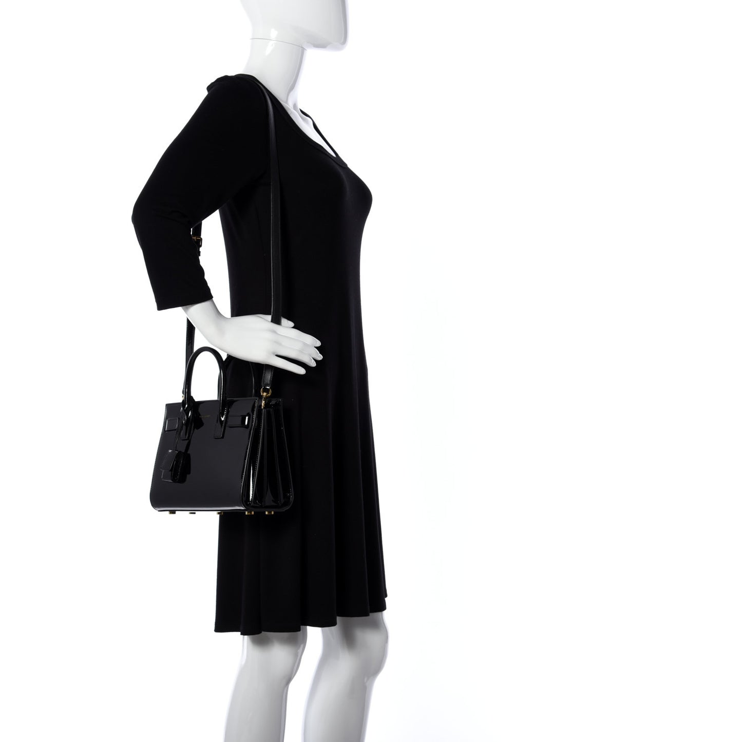 Vernice Diamond Calfskin Nano Sac de Jour Black