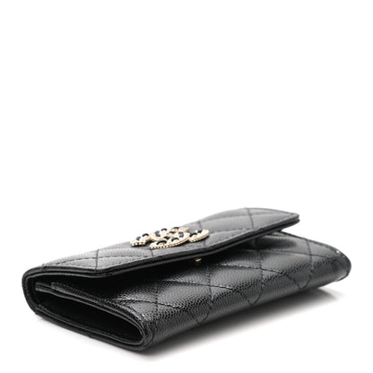 Chanel Caviar Quilted Crystal CC Flap Card Holder Black 4 of 9