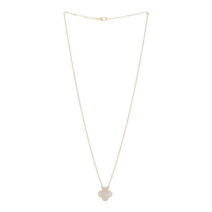 Van Cleef & Arpels 18K Yellow Gold Mother of Pearl Vintage Alhambra Pendant Necklace 3 of 6