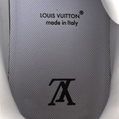 Louis Vuitton Calfskin Embossed Monogram Denim Mens LV Trainer Sneakers 12 Black 9 of 17