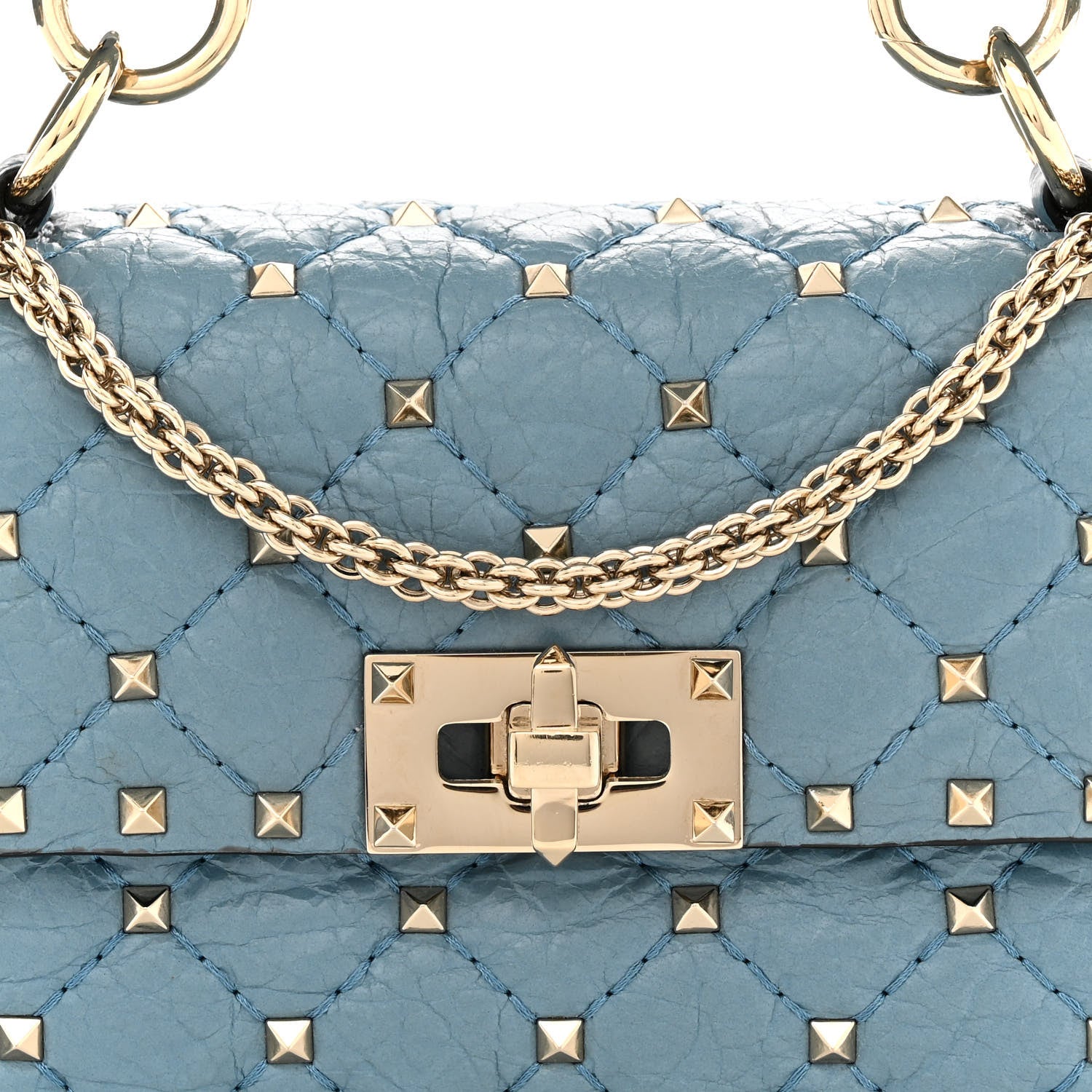 Valentino Garavani Nappa Small Rockstud Spike Shoulder Bag Aqua 7 of 12